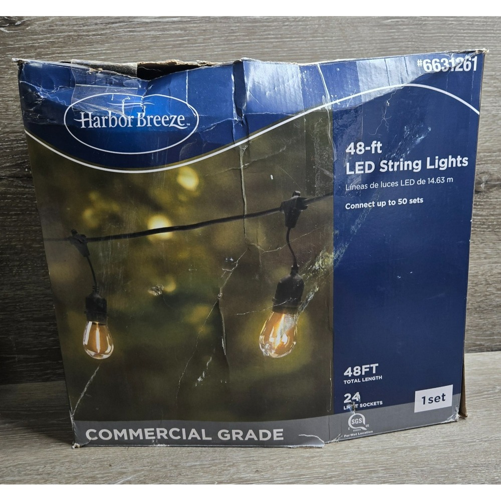 Harbor Breeze 6631261 48Ft Commercial Grade LED Outdoor String Lights FOR PARTS